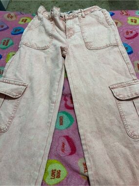 Disclosure Pink Washed Denim Cargo Jeans